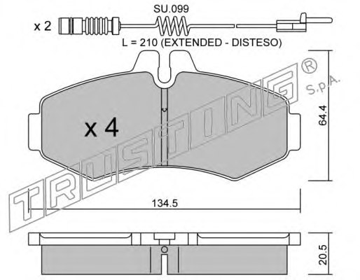 TRUSTING 589.0W Brake Pad Set, disc brake
